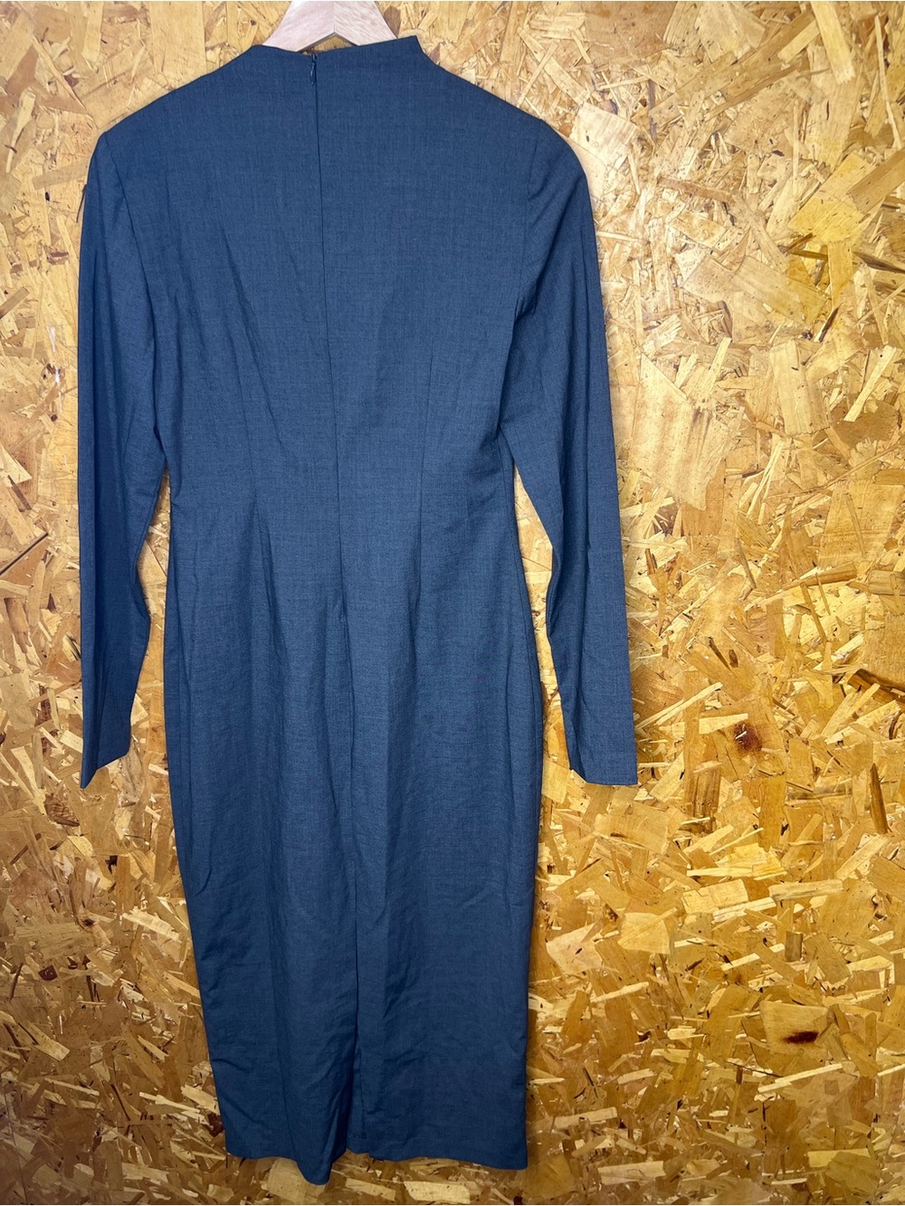 Zara Long Sleeve Midi Dress in Deep Blue/gray